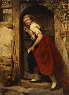 Biedermeier Collection: The girl with a letter, 1855
