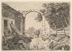 Johann Christian Erhard Gallery: Girl with a Load of Hay, Outside of Thorbogen, 1817. Creator: Johann Christian Erhard