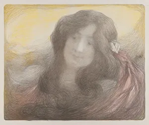1858 1936 Prints: Girl with Long Hair, c. 1898. Creator: Edmond Francois Aman-Jean (French, 1858-1936)