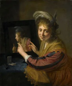 Moreelse Paulus Prints: Girl at the Mirror, 1632. Creator: Paulus Moreelse