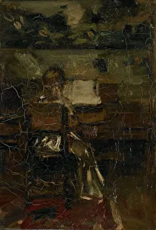 Maris Jacob Henricus Prints: Girl at the piano, c.1889. Creator: Jacob Henricus Maris