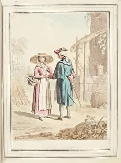 1776 Prints: Girl of Piedmont, leaf from A Collection of Dresses by David Allan Mostly from Nature