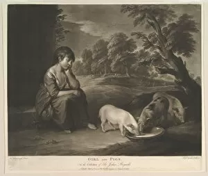 Milk Gallery: Girl and Pigs, 1783. Creator: Richard Earlom