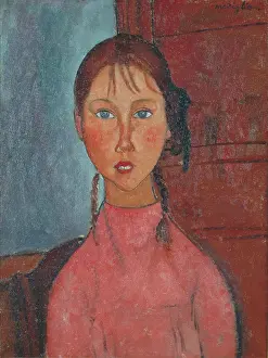 Modigliani Prints: Girl with Pigtails, c1918. Creator: Modigliani, Amedeo (1884-1920)