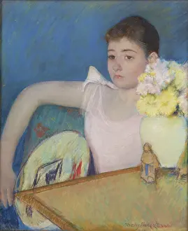 Cassatt Prints: Girl in Pink with a Fan, 1889. Creator: Cassatt, Mary (1845-1926)