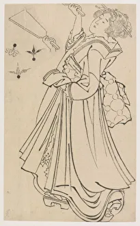 Girl playing with a battledore and shuttlecock, late 18th-early 19th century Girl playing with a battledore and shuttlecock, late 18th-early 19th century
