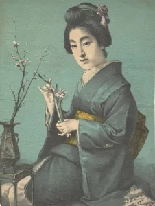 Girl with Plum Blossoms, ca. 1900? Creators: Unknown, Hugechi