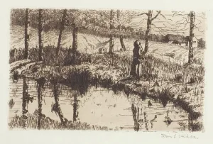 Thomas E Prints: Girl by Pond, about 1883. Creator: Thomas Entriken Hibben