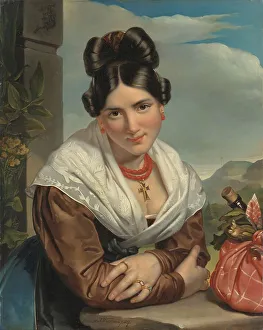 Cork Prints: Girl Resting, 1827. Creator: Jan Adam Kruseman