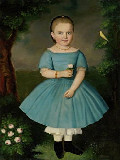 1865 Prints: Girl with Rose, 1865. Creator: Karoly Gyurkovics