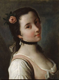 Beautiful Gallery: A Girl with a Rose, mid 18th century. Artist: Pietro Rotari