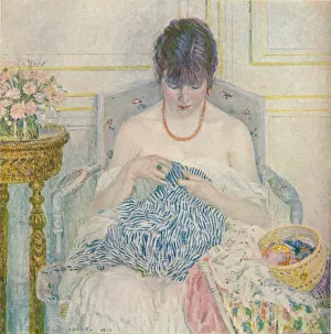 Fixing Prints: A Girl Sewing, c1894-1914, (1914). Artist: Frederick Carl Frieseke