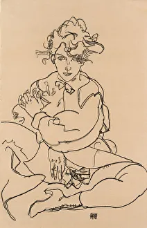 Girl sitting with spread legs, 1918