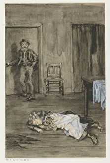 Girl sleeping on the floor, 1905 or earlier. Creator: Anna Maria Kruijff