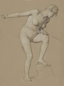 Girl Spearing Dolphin, c. 1900. Creator: Elihu Vedder