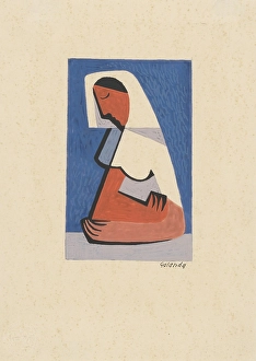 Regret Prints: Girl at the table, 1936. Creator: Mikulas Galanda