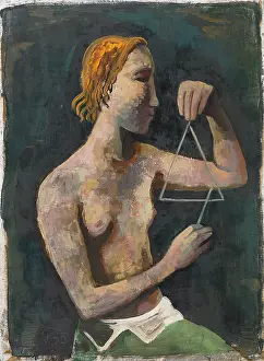 Hofer Prints: Girl with triangle, 1935. Creator: Hofer, Karl (1878-1955)