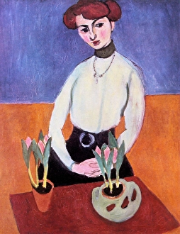 Tulipa Prints: Girl with Tulips, 1910. Creator: Henri Matisse