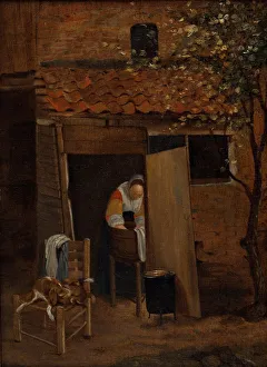 Girl washing clothes. Creator: Hooch, Pieter, de (1629-1684)
