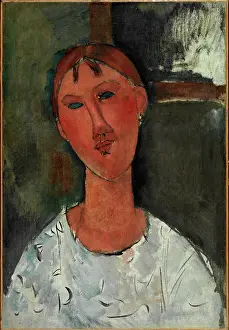 Modigliani Prints: Girl in a White Blouse, c1915. Creator: Amadeo Modigliani