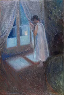 Curtains Collection: The Girl by the Window, 1893. Creator: Edvard Munch