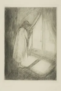 Looking Through Prints: The Girl at the Window, 1894. Creator: Edvard Munch