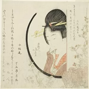 Black Hair Gallery: Girl at the window, Japan, c. 1804. Creator: Hokusai