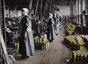 Civilian Prints: Girl workers in a munitions factory, 1915