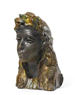 Polychrome Painting Gallery: Girl with a wreath, 1898-1900. Artist: Vrubel, Mikhail Alexandrovich (1856-1910)