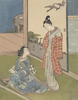 A Girl Writing a Letter, 18th century. 18th century. Creator: Suzuki Harunobu