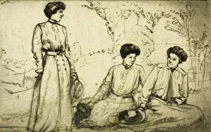 Drypoint Collection: Three Girls, 1909. Creator: Donald Shaw MacLaughlan