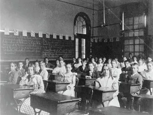 Cyanotypes 1890 1900 Gmgpc Prints: Girls and boys seated at desks in Washington
