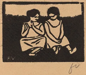 Lix Vallotton Prints: Two Girls in Chemises (Deux fillettes en chemise), 1893. Creator: Felix Vallotton