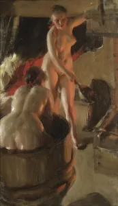 Zorn Anders Prints: Girls from Dalarna Having a Bath, 1906. Creator: Anders Leonard Zorn