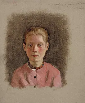 Adolf Von Becker Prints: Girl's head, exercise, 1860-1870. Creator: Adolf von Becker
