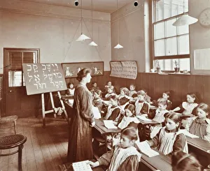 Stepney Prints: Girls Hebrew reading lesson, Jews Free School, Stepney, London, 1908