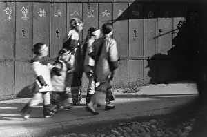 Chinese American Prints: Five girls in holiday finery, Chinatown