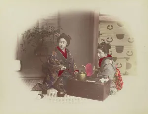 Kimbei Kusakabe Prints: Girls at Home, 1870s-1890s. Creator: Kusakabe Kimbei