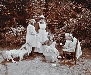 Lewisham Prints: Girls learning infant care, Birley House Open Air School, Forest Hill, London, 1908