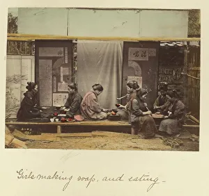 Making Prints: Girls making soap, and eating, about 1873-1883. Creator: Shinichi Suzuki I