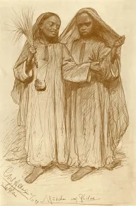 Veil Prints: Girls at Philae, Egypt, 1898. Creator: Christian Wilhelm Allers
