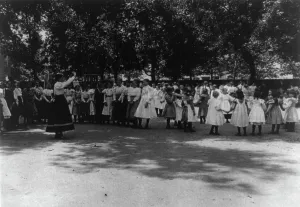 Break Prints: Girls on the playground, (1899?). Creator: Frances Benjamin Johnston
