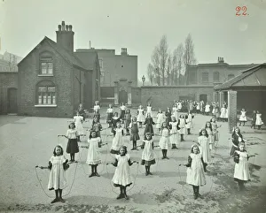 Playground Prints: Girls skipping, Rushmore Road Girls School, Hackney, 1908
