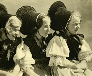 Young Girl Prints: Girls in traditional costume, Vorarlberg, Austria, c1935. Creator: Unknown