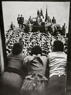 Adolf Hitler Collection: Three girls watching the traditional parade of SA stormtroopers, Nuremberg, Germany, c1923-1938