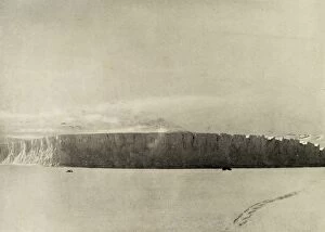 Glacier South of Cape Barne, with motor travelling on sea ice, c1908, (1909)