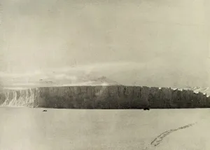 Shackleton Prints: Glacier South of Cape Barne, with motor travelling on sea ice, c1908, (1909)