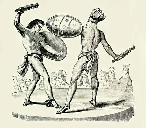 Mesoamerica Prints: Gladiatorial Sacrifice, 1849. Creator: Unknown