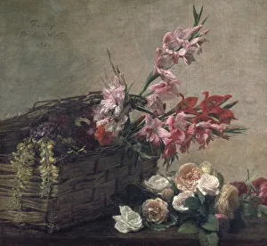 Gladioli Prints: Gladioli and Roses, 1880. Artist: Henri Fantin-Latour