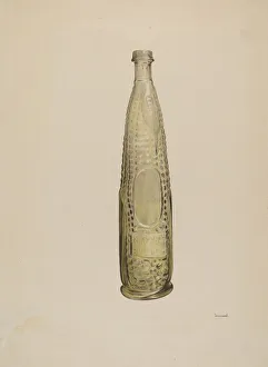 Glass Bottle Prints: Glass Bitters Bottle, c. 1938. Creator: G. A. Spangenberg
